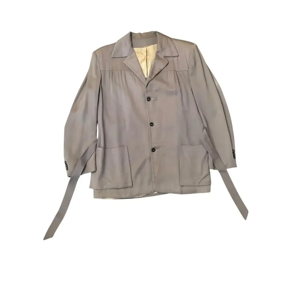 VTG‎ 1950's Gabardine Belted Hollywood Jacket 38R Rockabilly Hepcat Elvis Taupe